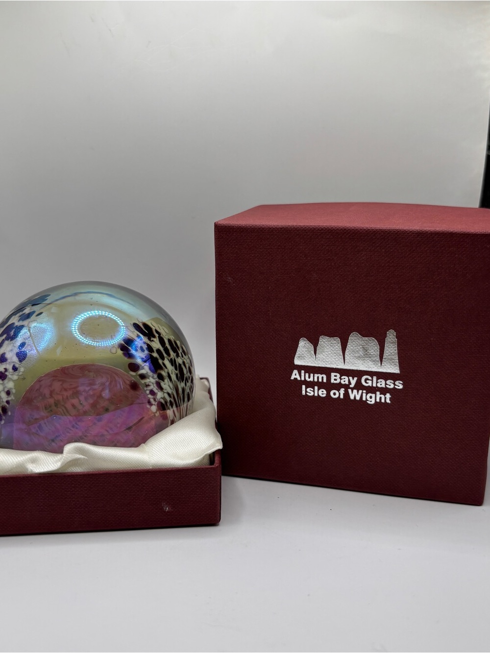 Vintage 1985 Alum Bay Glass Isle of Wight Swirled Paperweight Art Glass